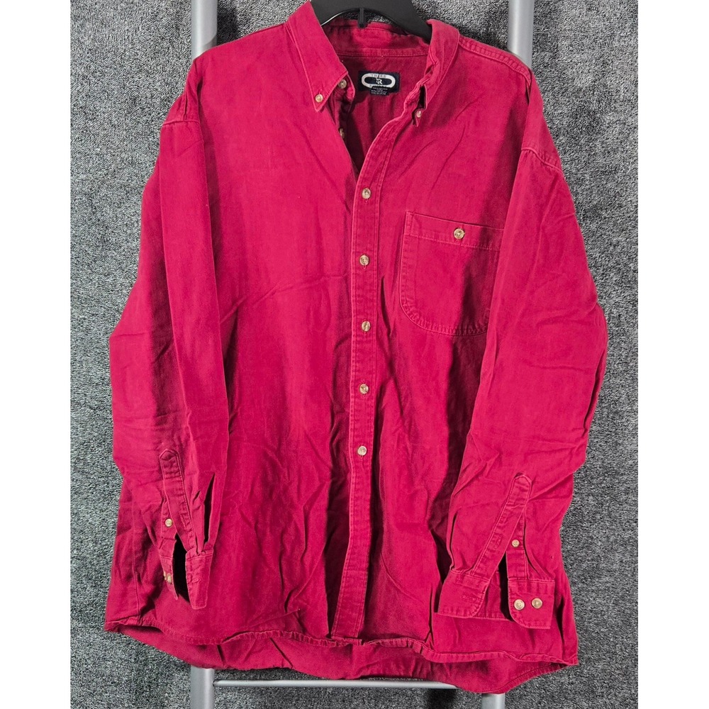 Three Rivers Mens XXL Red Cotton Twill Long Sleeve Button Down Shirt TW126